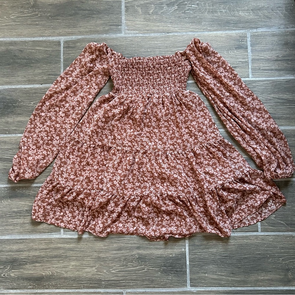 orange/maroon floral ruffle top by altar'd state